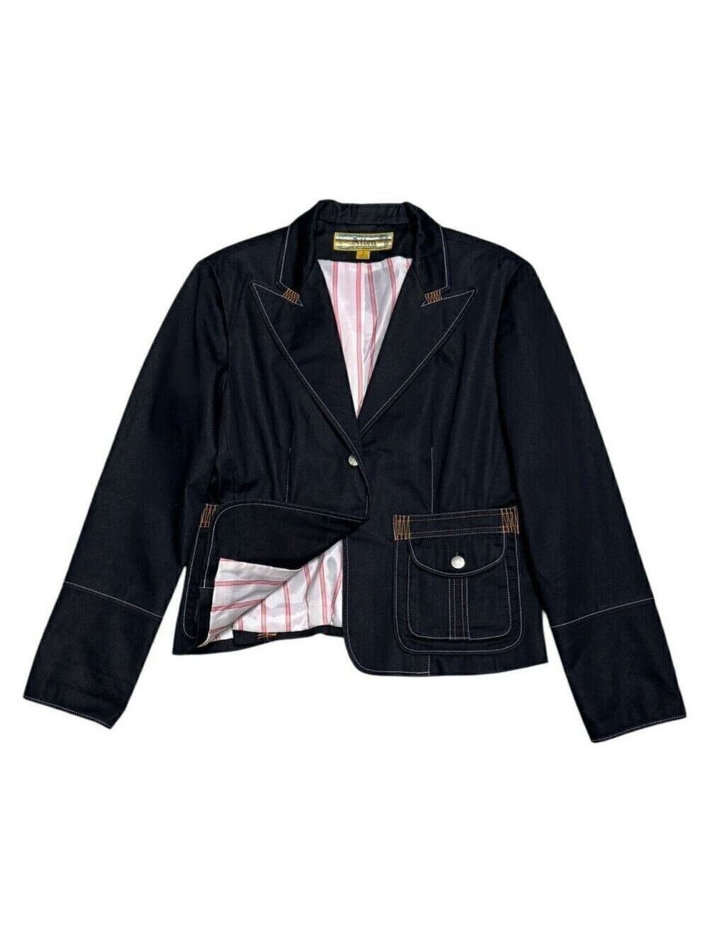 Allen B. Schwartz Blazer Jacket Luxury Designer Denim Business Casual Womens 10